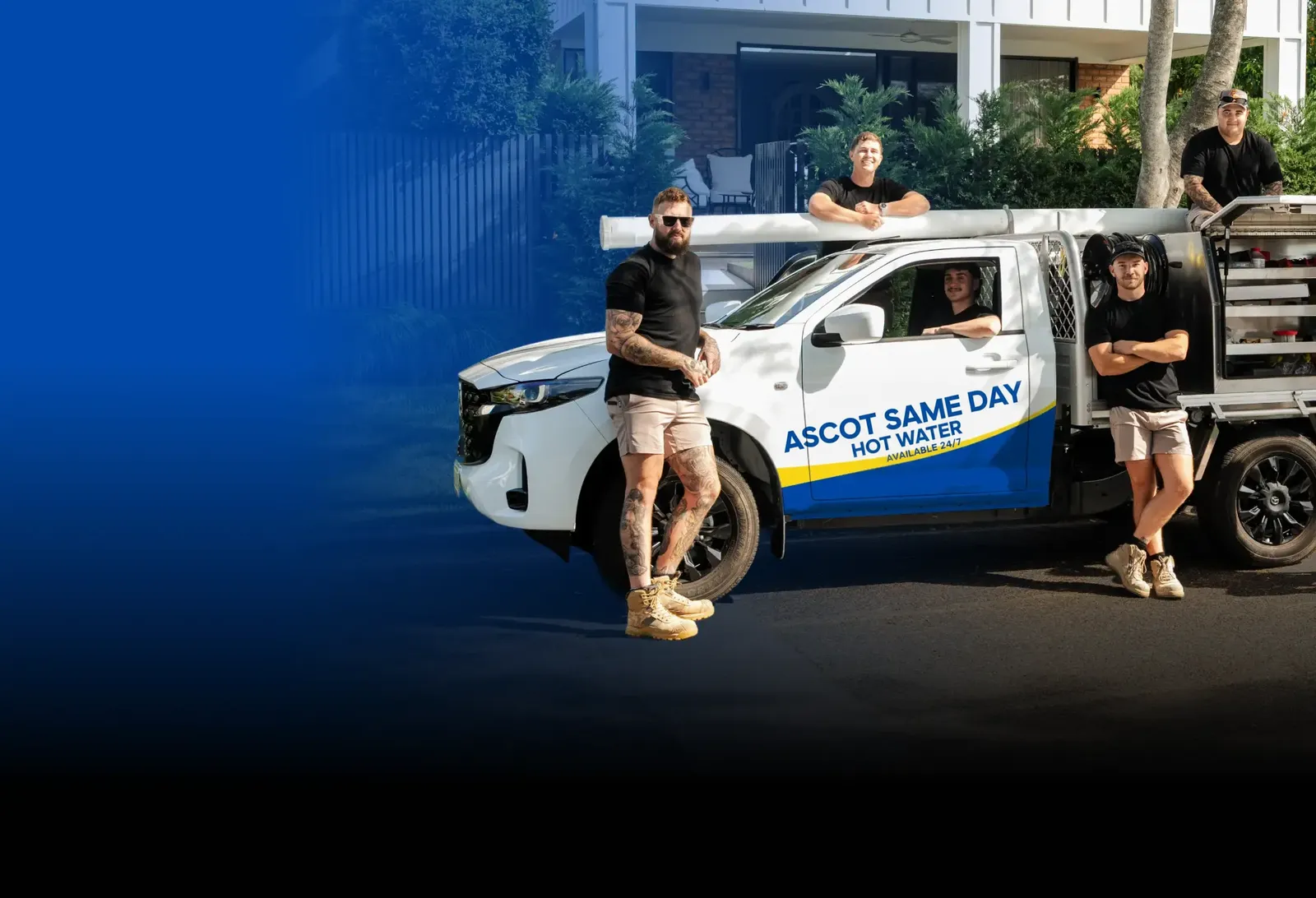Ascot Same Day Hot Water team with the ute